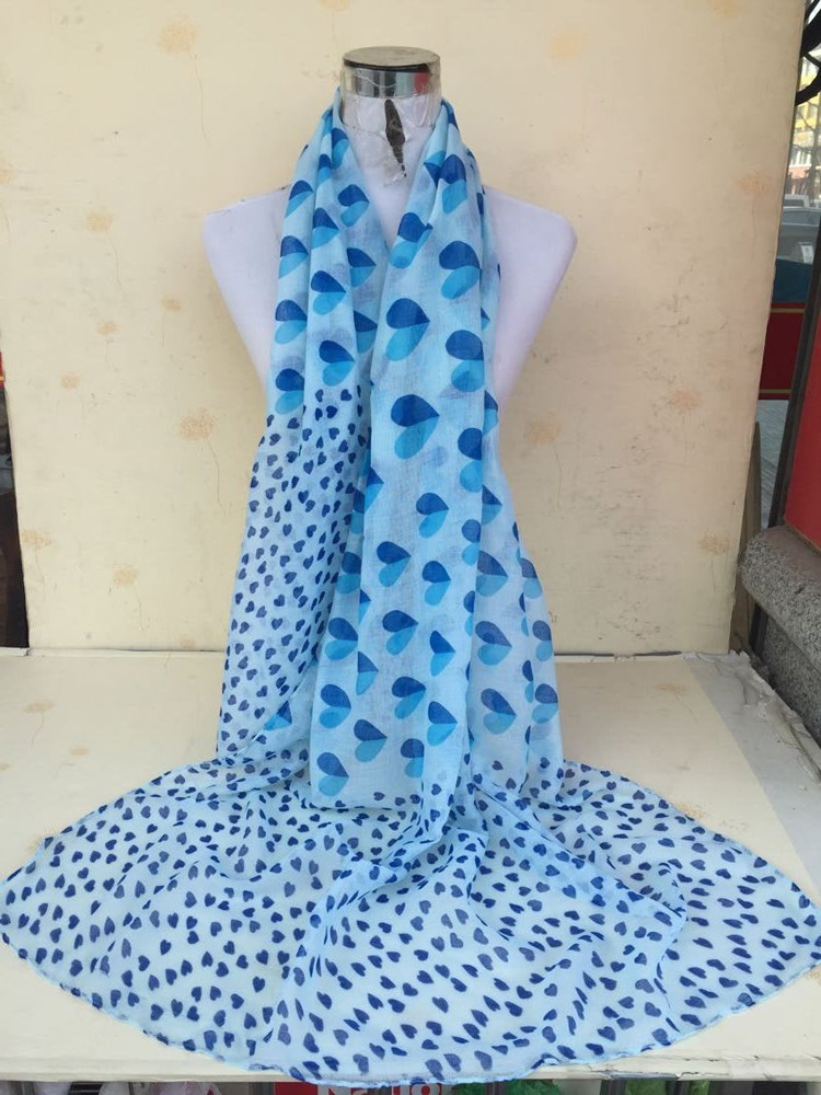 Heart print silk scarf