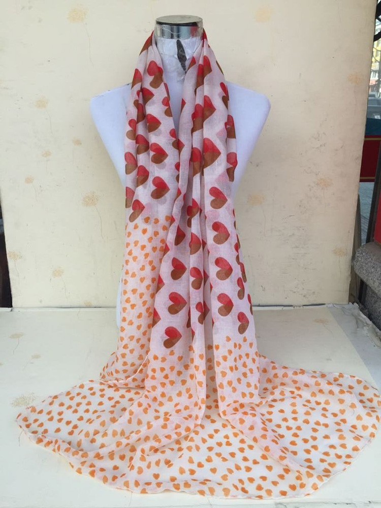 Heart print silk scarf
