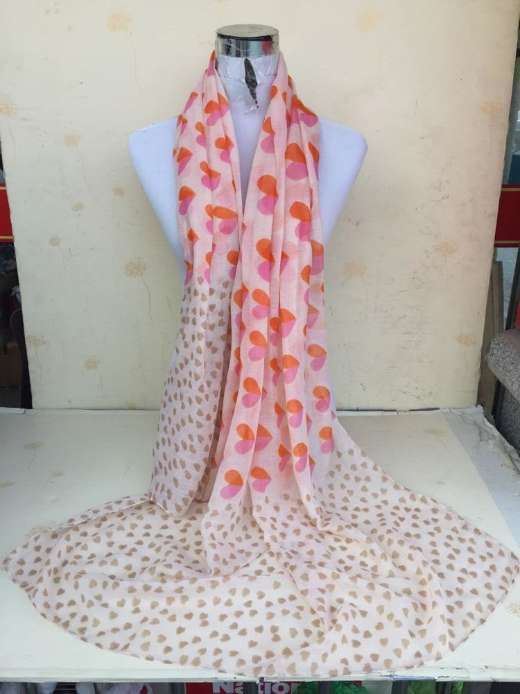 Heart print silk scarf
