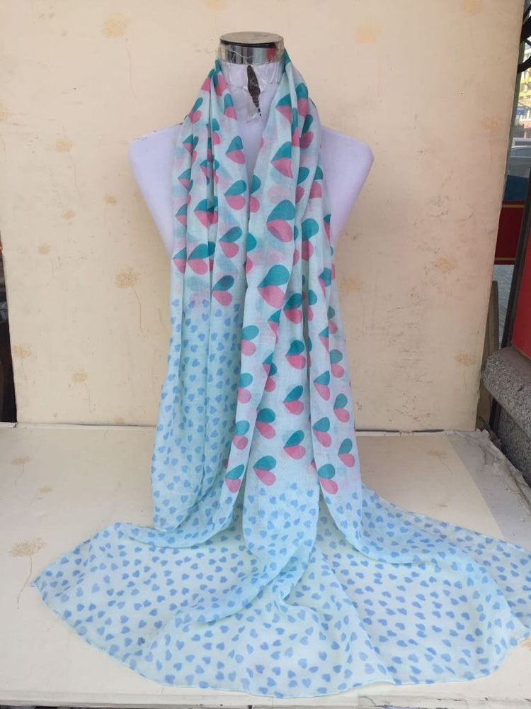 Heart print silk scarf