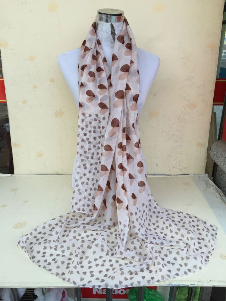 Heart print silk scarf
