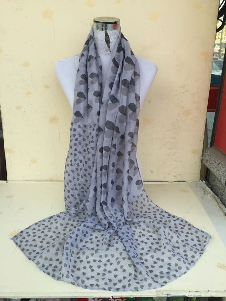 Heart print silk scarf