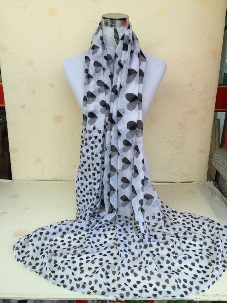 Heart print silk scarf