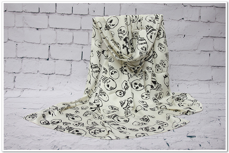 Skull silk scarves for women