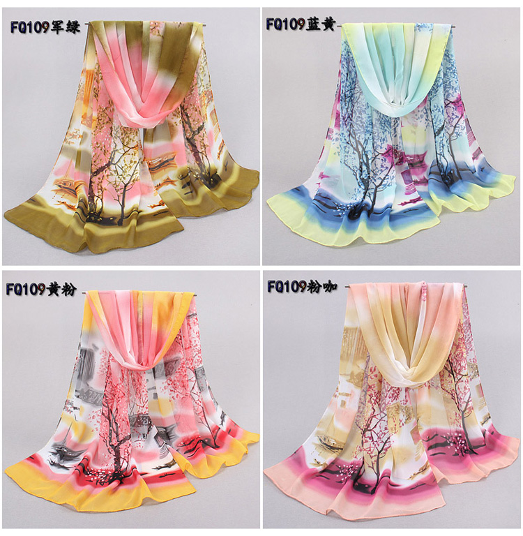 Wholesale red chiffon scarf