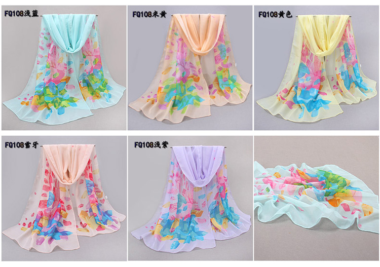 Natural silk chiffon scarf wholesale