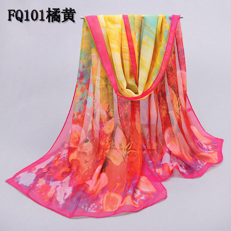Chiffon silk printed women scarves