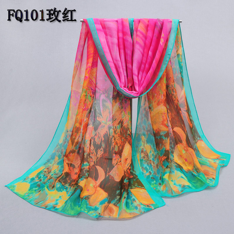 Chiffon silk printed women scarves