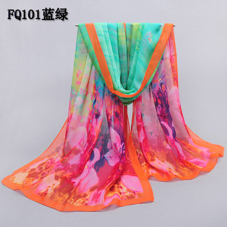 Chiffon silk printed women scarves