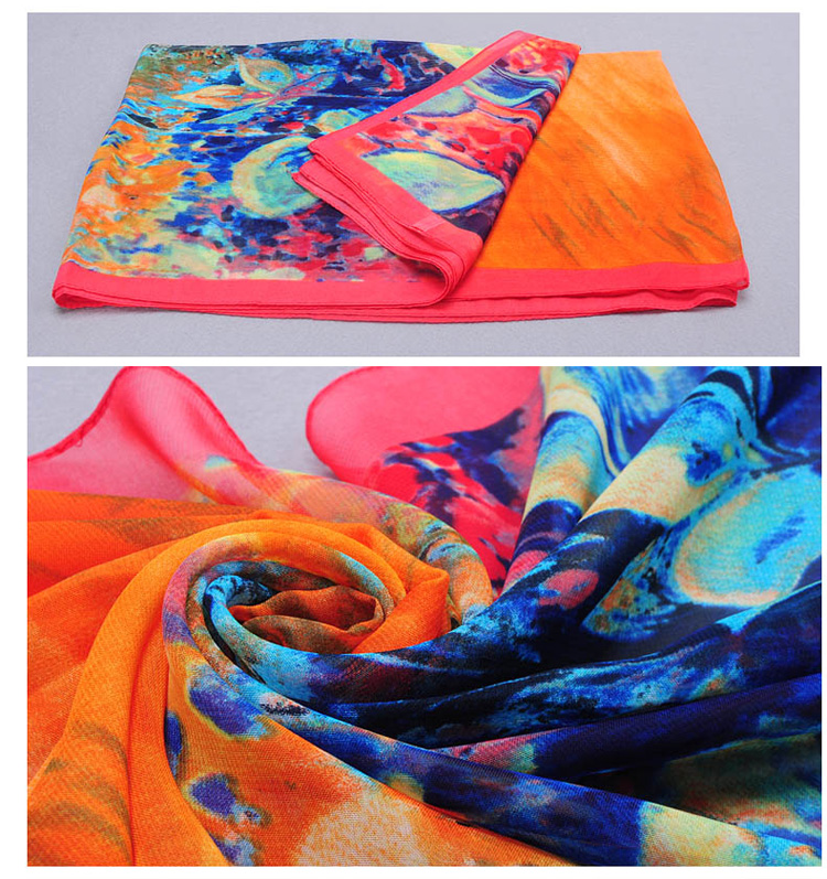 Chiffon silk printed women scarves