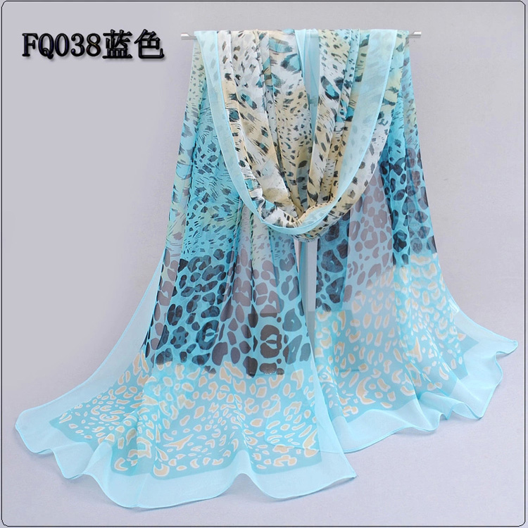 Leopard chiffon polyester print scarf