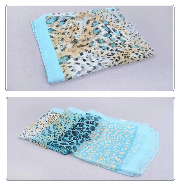 Leopard chiffon polyester print scarf
