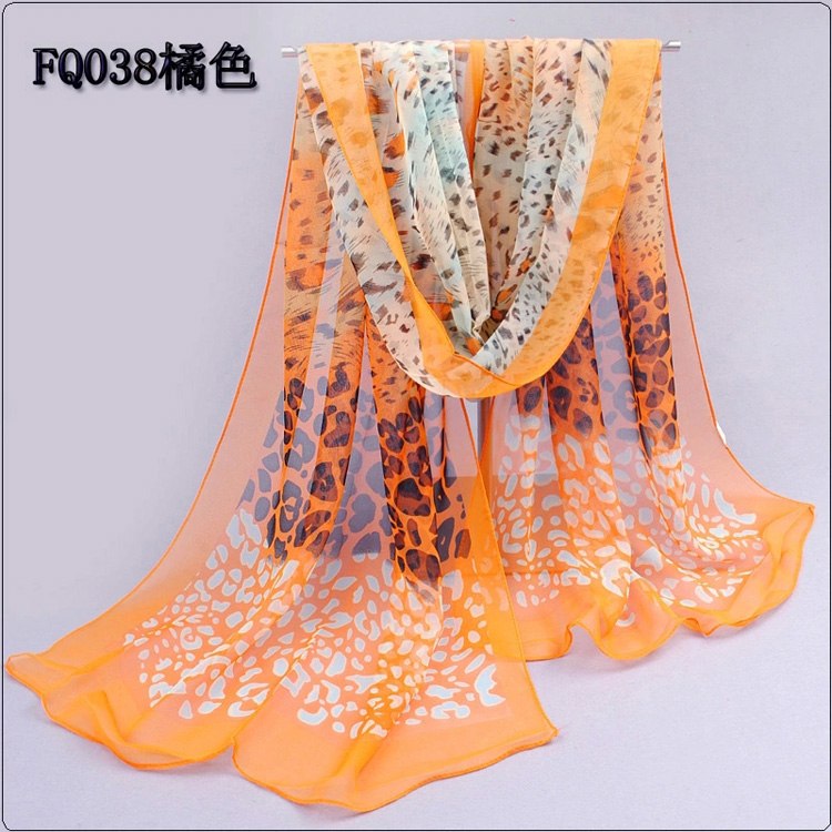 Leopard chiffon polyester print scarf