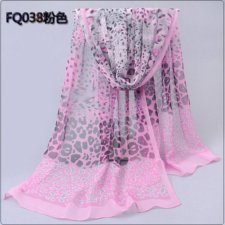 Leopard chiffon polyester print scarf