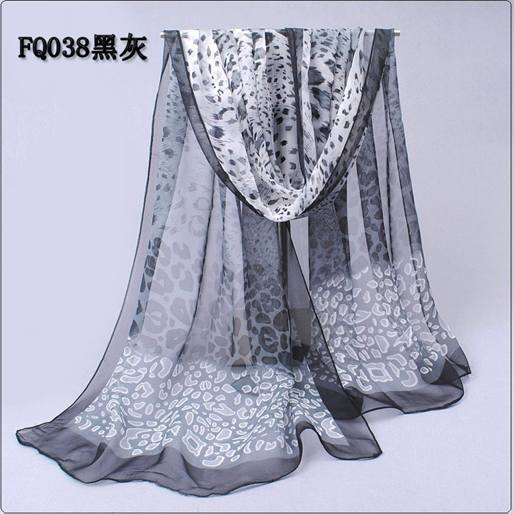 Leopard chiffon polyester print scarf