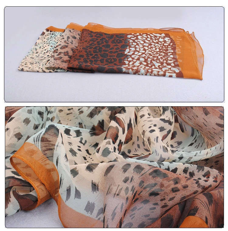 Leopard chiffon polyester print scarf