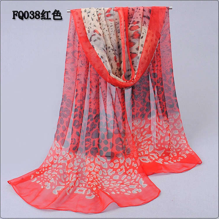 Leopard chiffon polyester print scarf