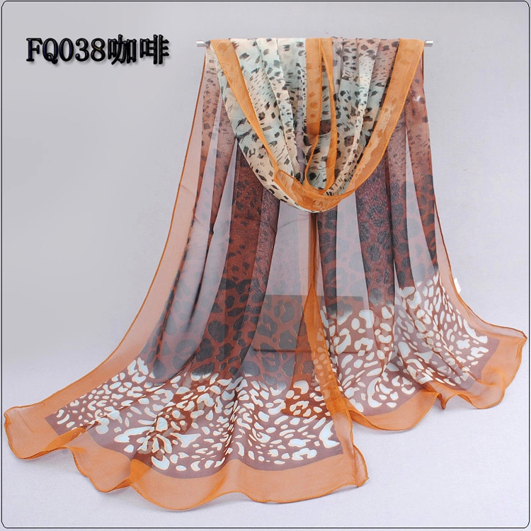 Leopard chiffon polyester print scarf