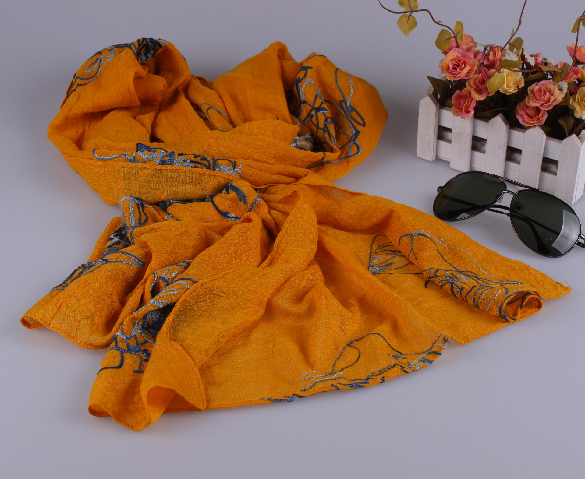 Wholesale cotton embroidery scarf