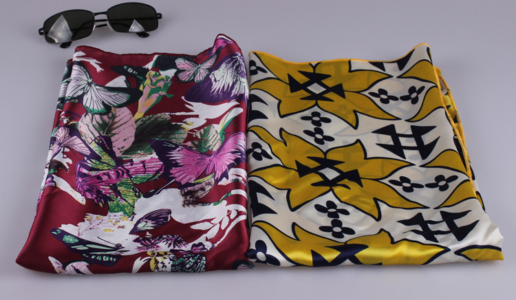 Women silk satin square scarf