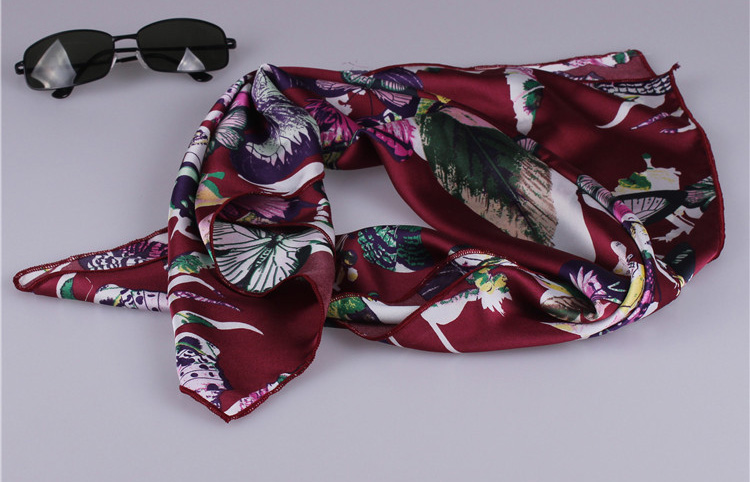 Women silk satin square scarf