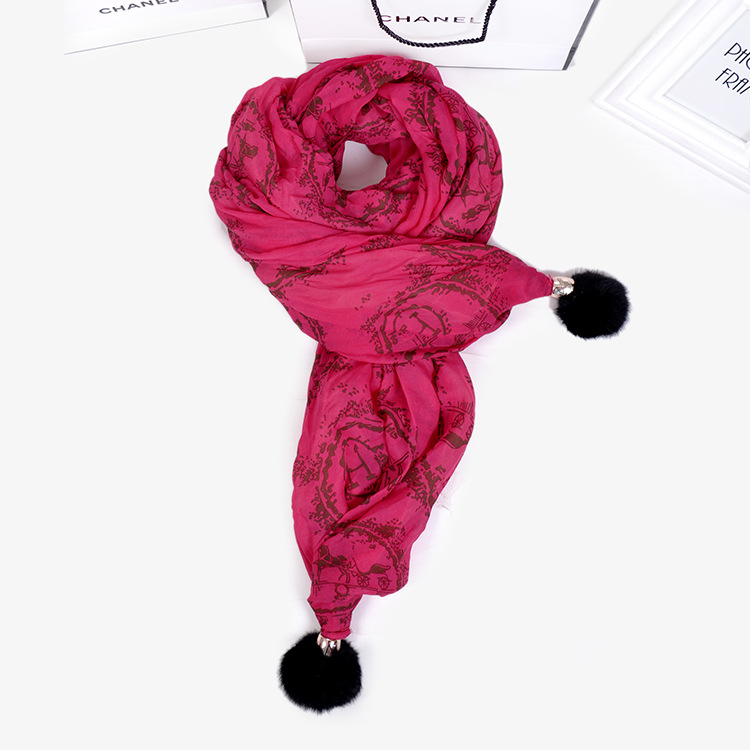 Wholesale wool ball chiffon scarf