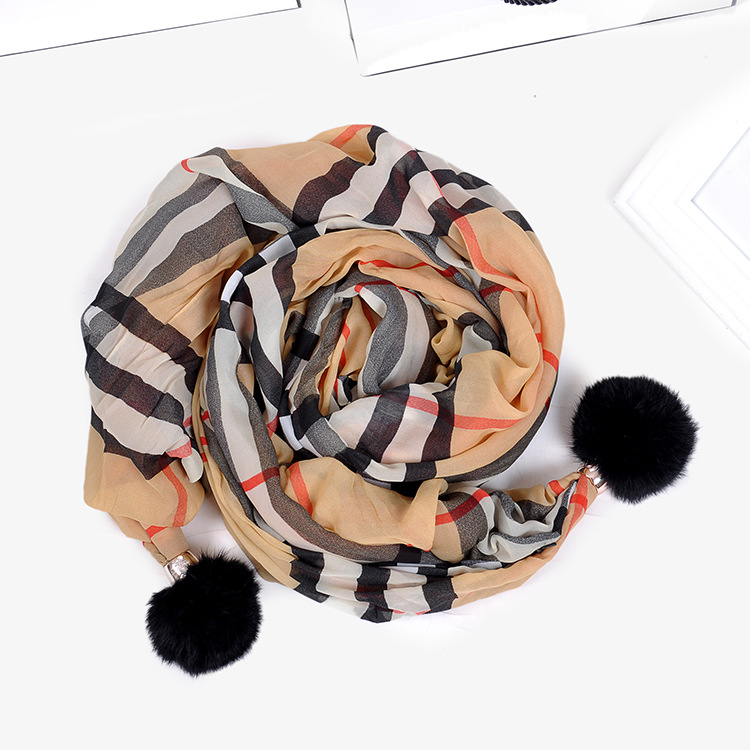 Wholesale wool ball chiffon scarf