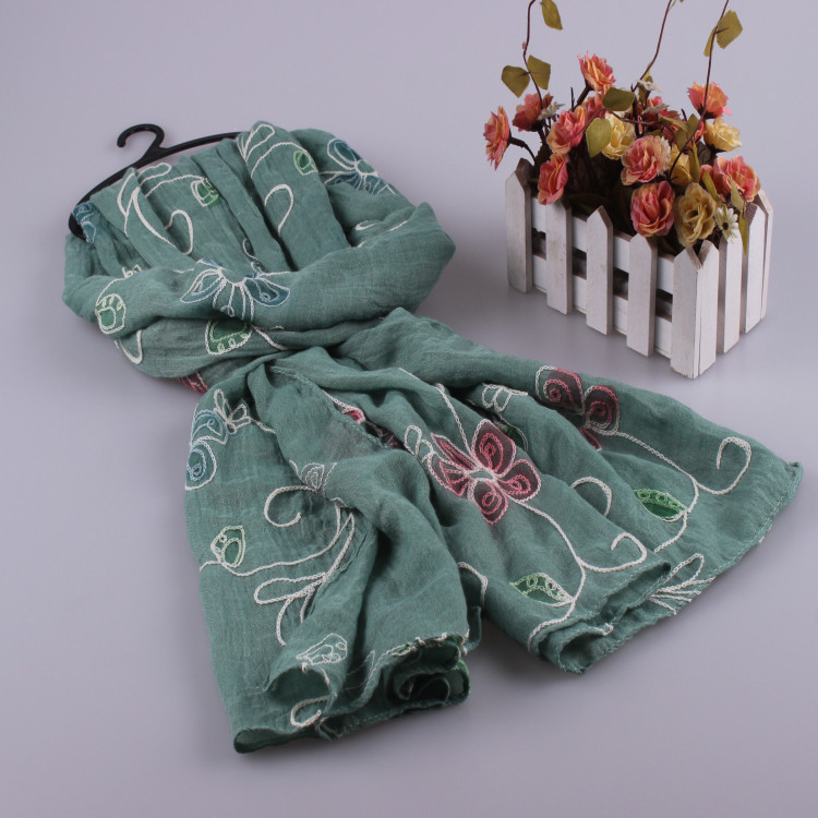 Embroidered cotton scarf wholesale