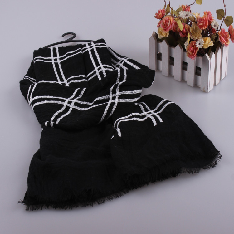 Wholesale plaid cotton scarf