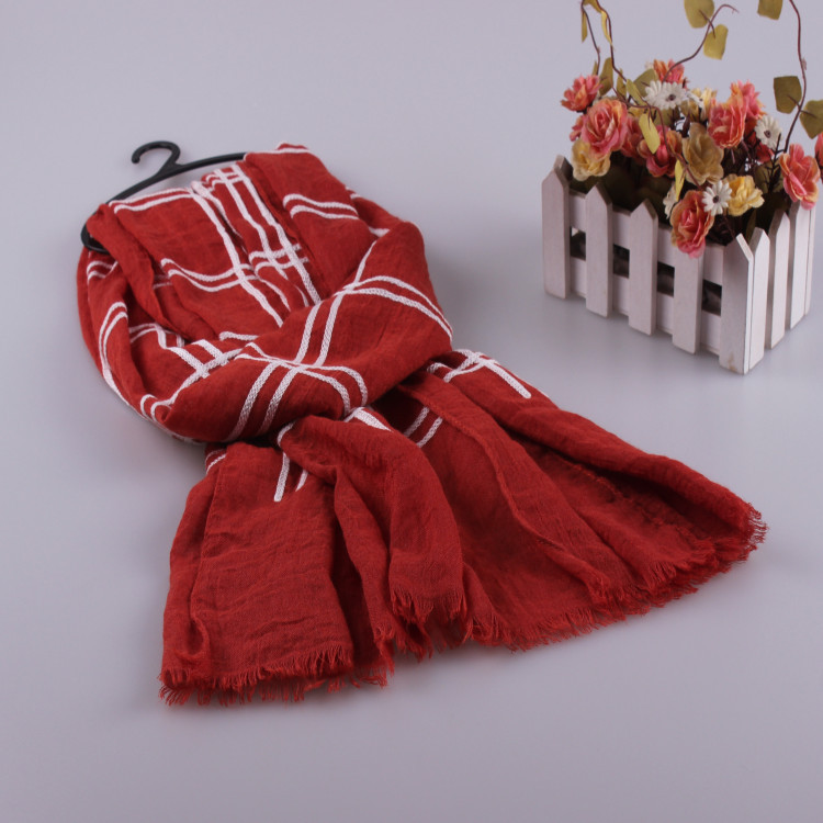 Wholesale plaid cotton scarf
