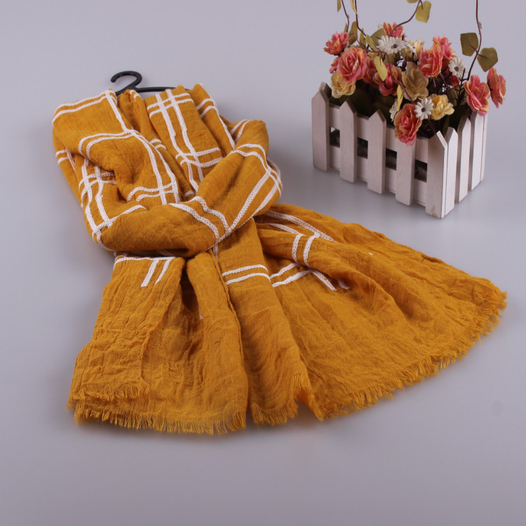 Wholesale plaid cotton scarf