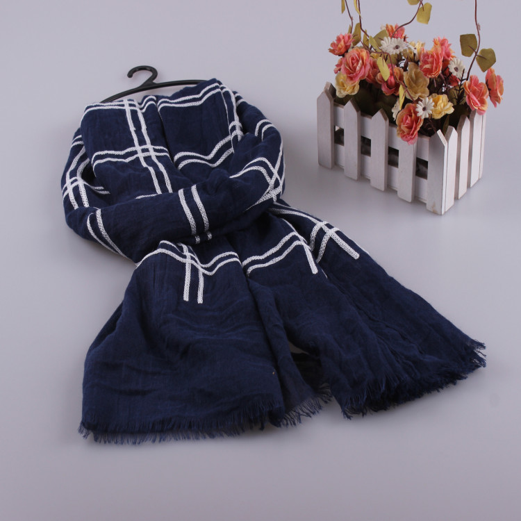 Wholesale plaid cotton scarf