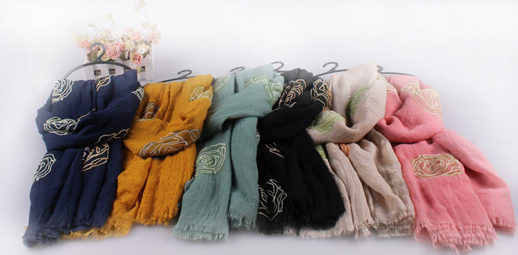 Wholesale rose embroidered scarf