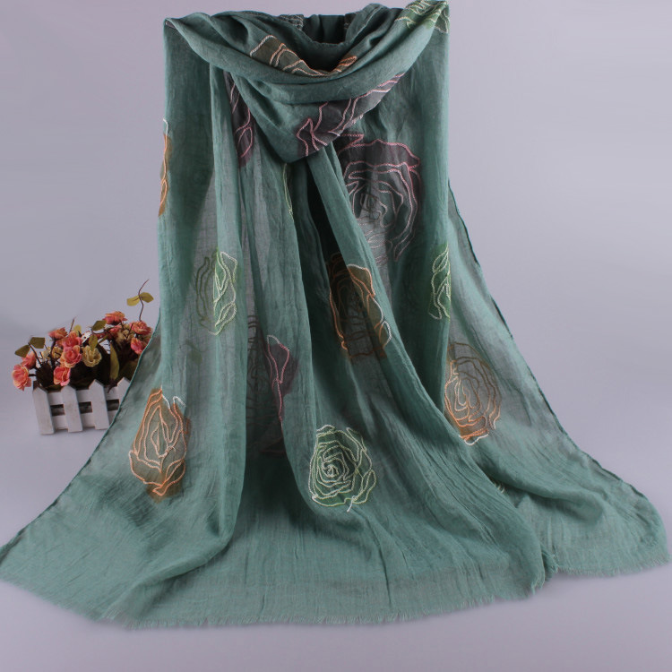 Wholesale rose embroidered scarf