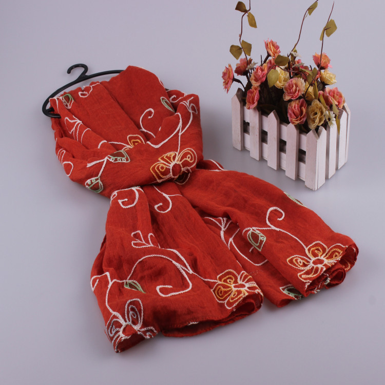 Embroidered cotton scarf wholesale