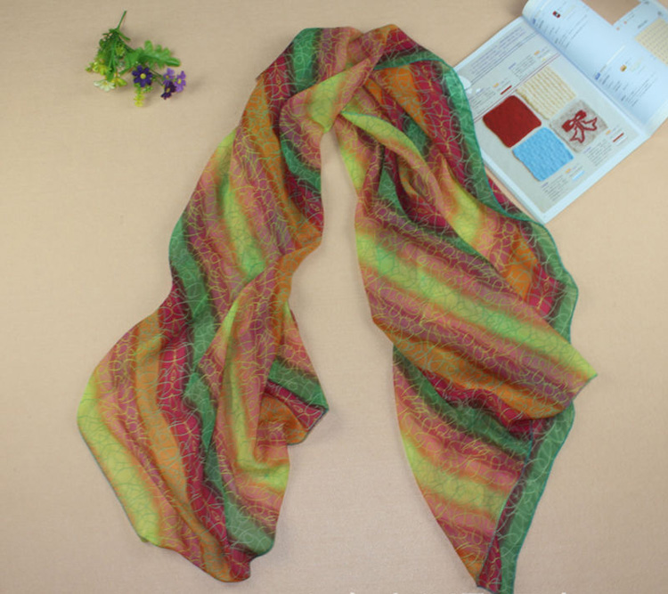 Striped chiffon silk scarf wholesale