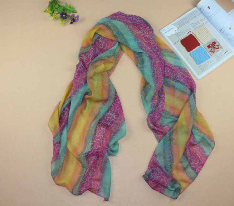 Striped chiffon silk scarf wholesale