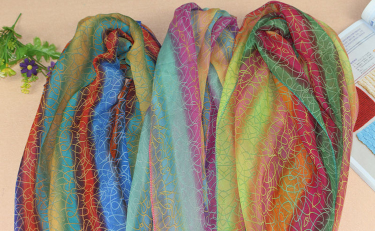 Striped chiffon silk scarf wholesale