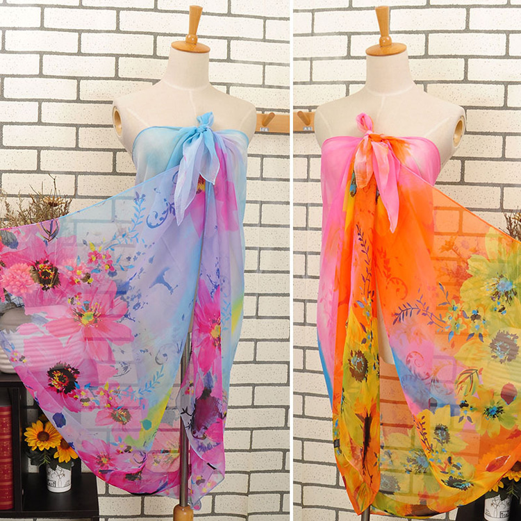 Printed chiffon beach scarves wholesale