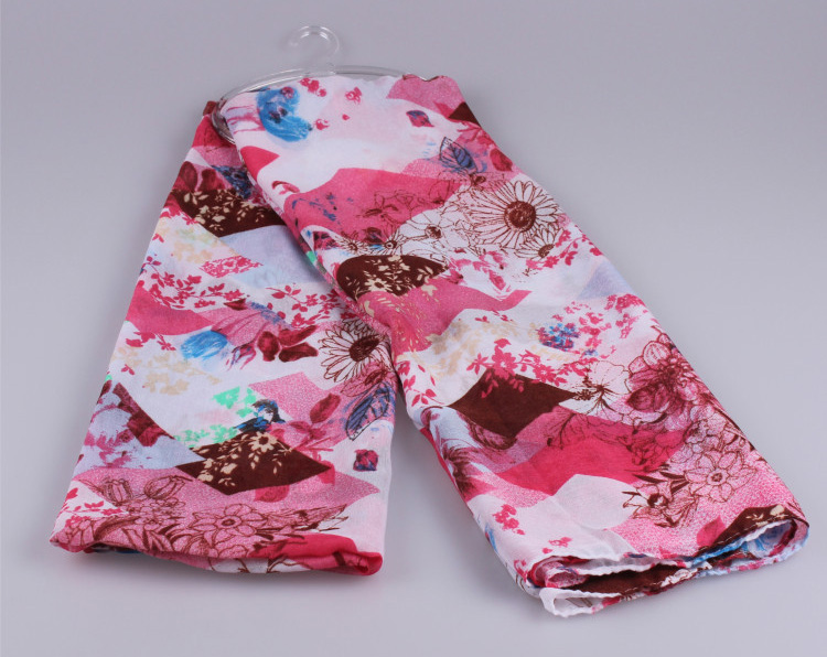 Flower print cotton scarf wholesale