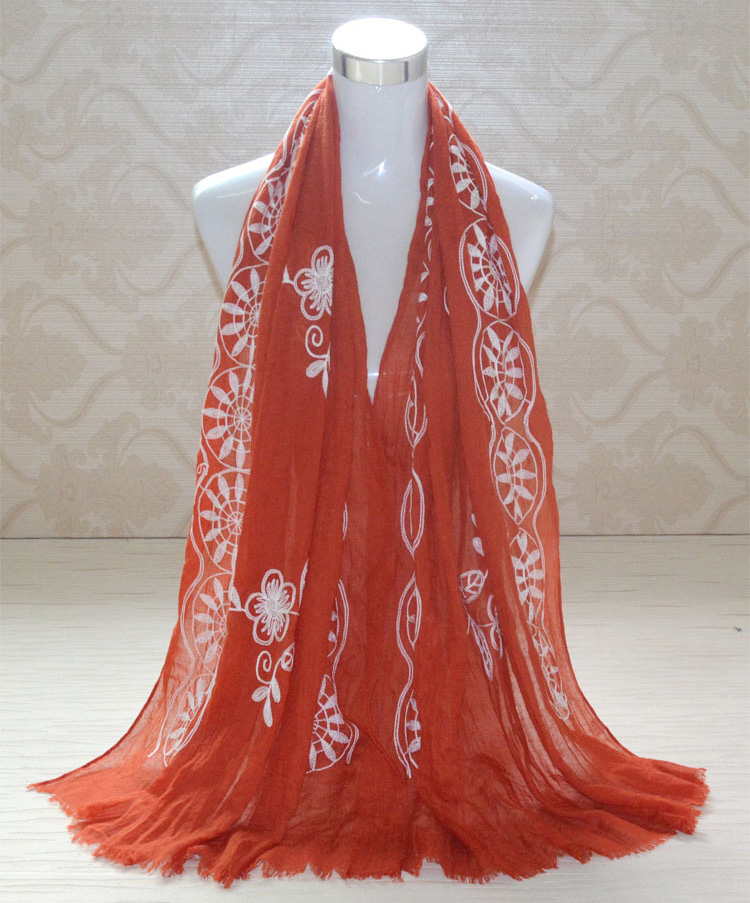 Embroidered cotton scarves wholesale