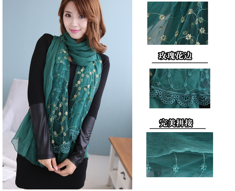 Wholesale fringed embroidered scarf