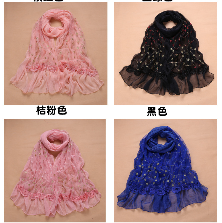Wholesale fringed embroidered scarf