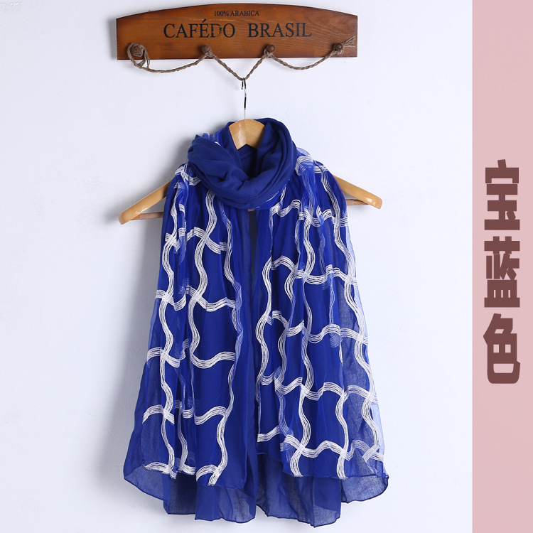 Cotton embroidered lace fabric scarf