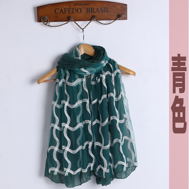 Cotton embroidered lace fabric scarf