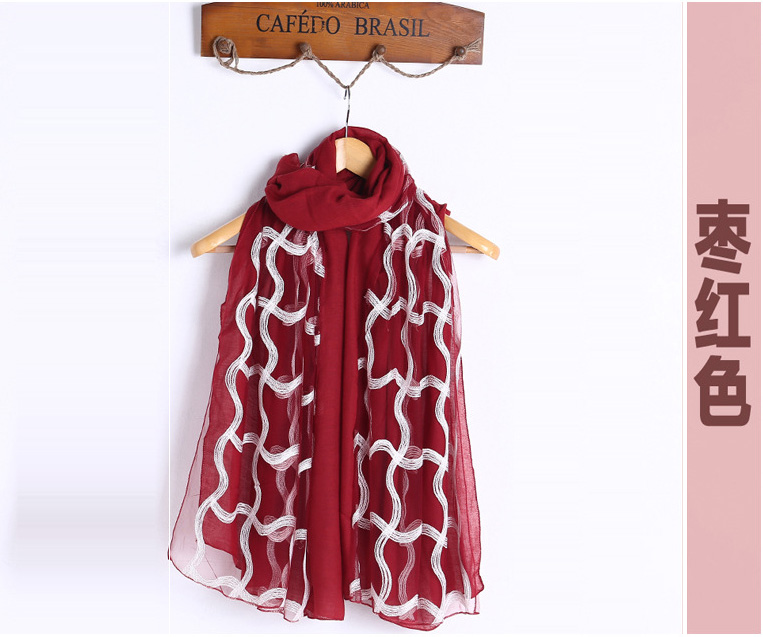 Cotton embroidered lace fabric scarf