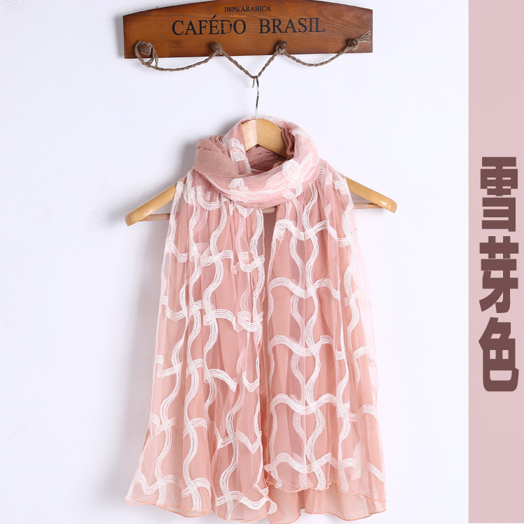 Cotton embroidered lace fabric scarf