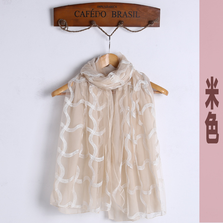 Cotton embroidered lace fabric scarf