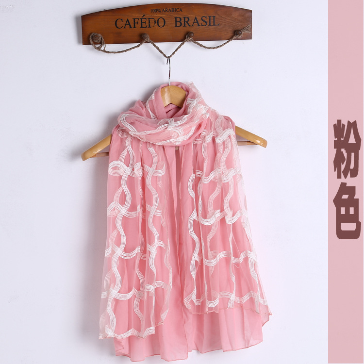Cotton embroidered lace fabric scarf