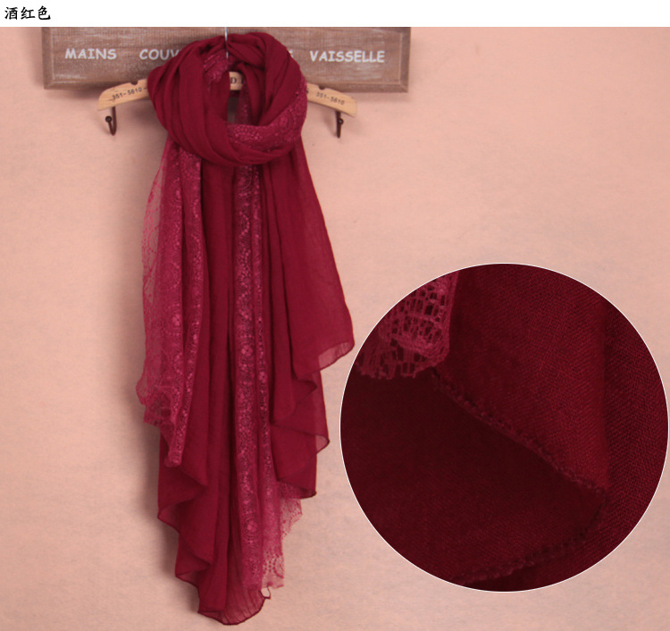 Fashion viscose cotton lace scarf